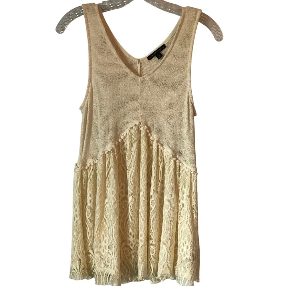 Signature Studio Top Small Womens Sleeveless Lightweight Sweater Lace Ivory NWT